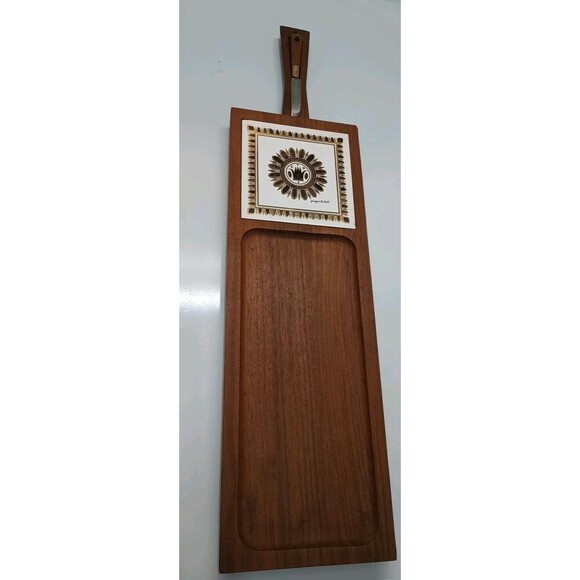 Other - Vtg George Briard Woodland Teak And Tile Cheese Board With Knife Charcuterie